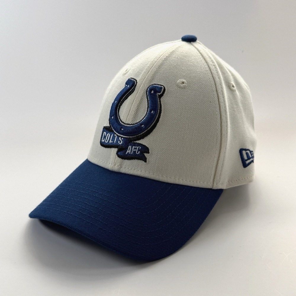 Indianapolis Colts AFC Hat New‎ Era 39THIRTY Stretch Fit Cap Medium/Large White